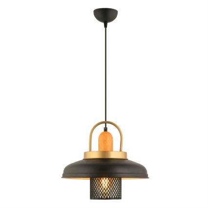 Pakabinamas šviestuvas MONZA su laidu, 1xE27/40W/230V, Ø 32 cm, juoda/auksinė