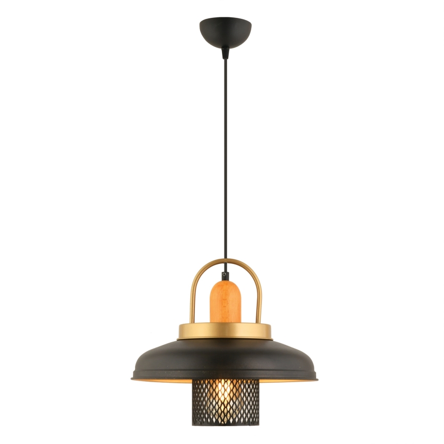 Pakabinamas šviestuvas MONZA su laidu, 1xE27/40W/230V, Ø 32 cm, juoda/auksinė