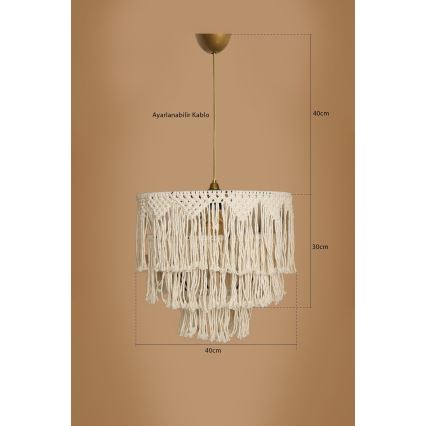 Pakabinamas šviestuvas RIMINI su laidu 1xE27/40W/230V kreminis