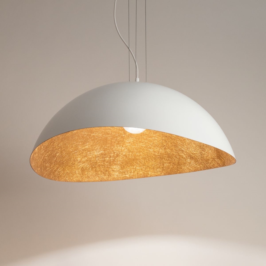 Pakabinamas šviestuvas ant laido SOLARIS 1xE27/60W/230V skersmuo 48 cm balta/vario spalva