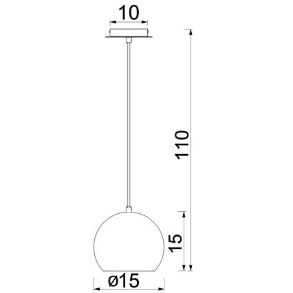 Pakabinamas šviestuvas SOOL su laidu, 1xE27/15W/230V, skersmuo 15 cm, baltas
