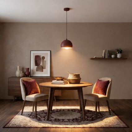 Pakabinamas šviestuvas SOOL su laidu 1xE27/15W/230V, skersmuo 15 cm, bordo