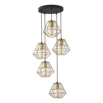 Pakabinamas šviestuvas su kabeliu DIAMOND 5xE27/15W/230V juodas/auksinis