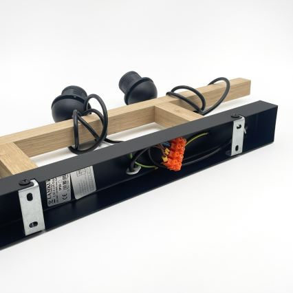 Pakabinamas šviestuvas su kabeliu LEANDRA 3xE27/15W/230V ąžuolas/juoda