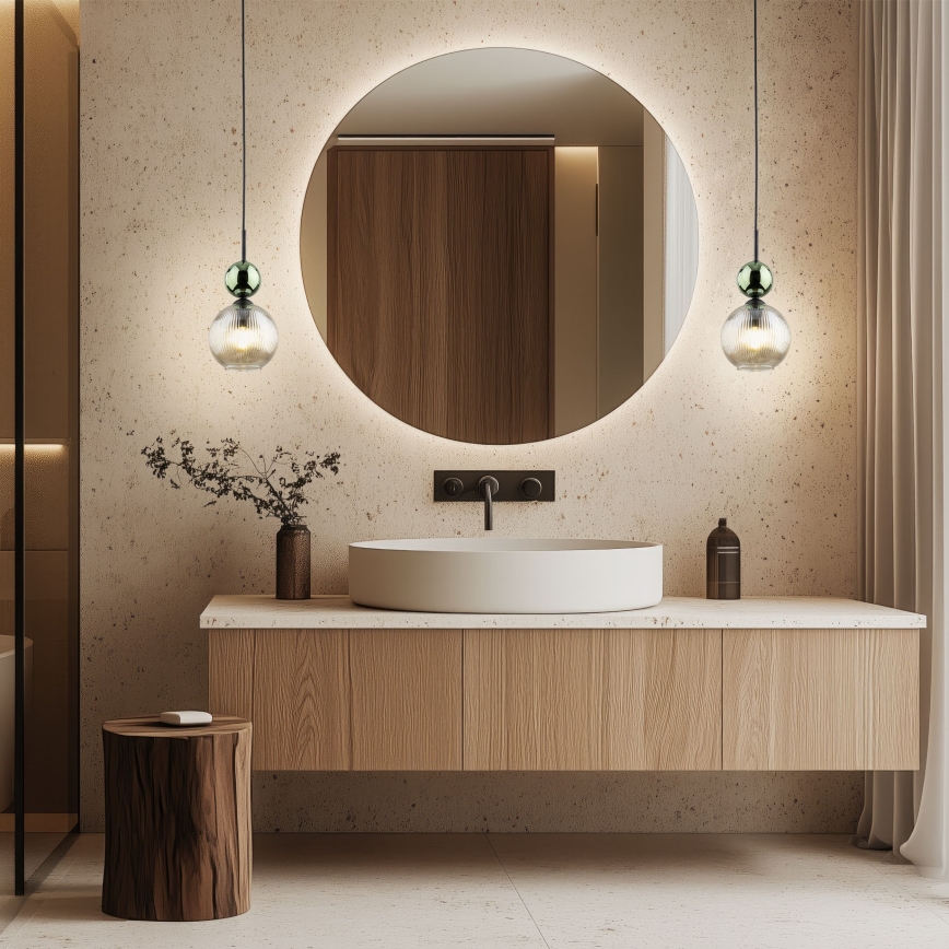 Pakabinamas šviestuvas su kabeliu SOPHIA 1xE14/10W/230V juoda/žalia/dūminė smėlinė