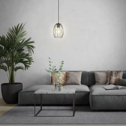 Pakabinamas šviestuvas su laidu 1xE27/60W/230V juodas