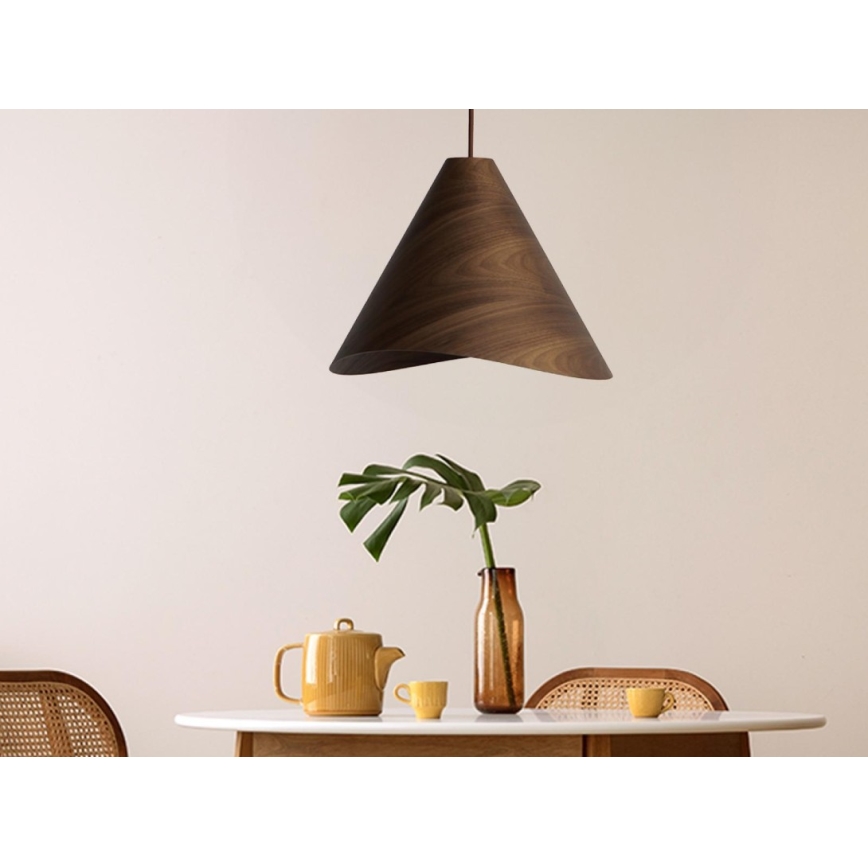 Pakabinamas šviestuvas su laidu 1xE27/60W/230V skersmuo 45 cm masyvas/riešutmedis/kaučiukmedis