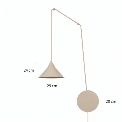Pakabinamas šviestuvas su laidu ABRAMO 1xE27/15W/230V smėlio spalvos