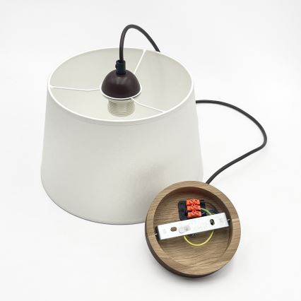 Pakabinamas šviestuvas su laidu AIDA 1xE27/60W/230V skersmuo 25 cm ąžuolas/riešutas/balta