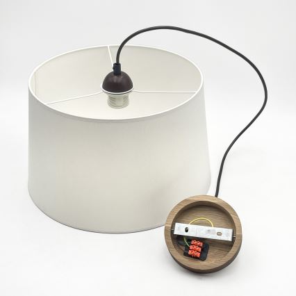 Pakabinamas šviestuvas su laidu AIDA 1xE27/60W/230V, skersmuo 35 cm, ąžuolas/riešutas/balta