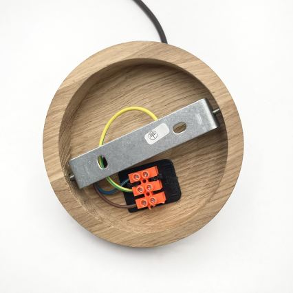 Pakabinamas šviestuvas su laidu AIDA 1xE27/60W/230V, skersmuo 35 cm, ąžuolas/riešutas/balta