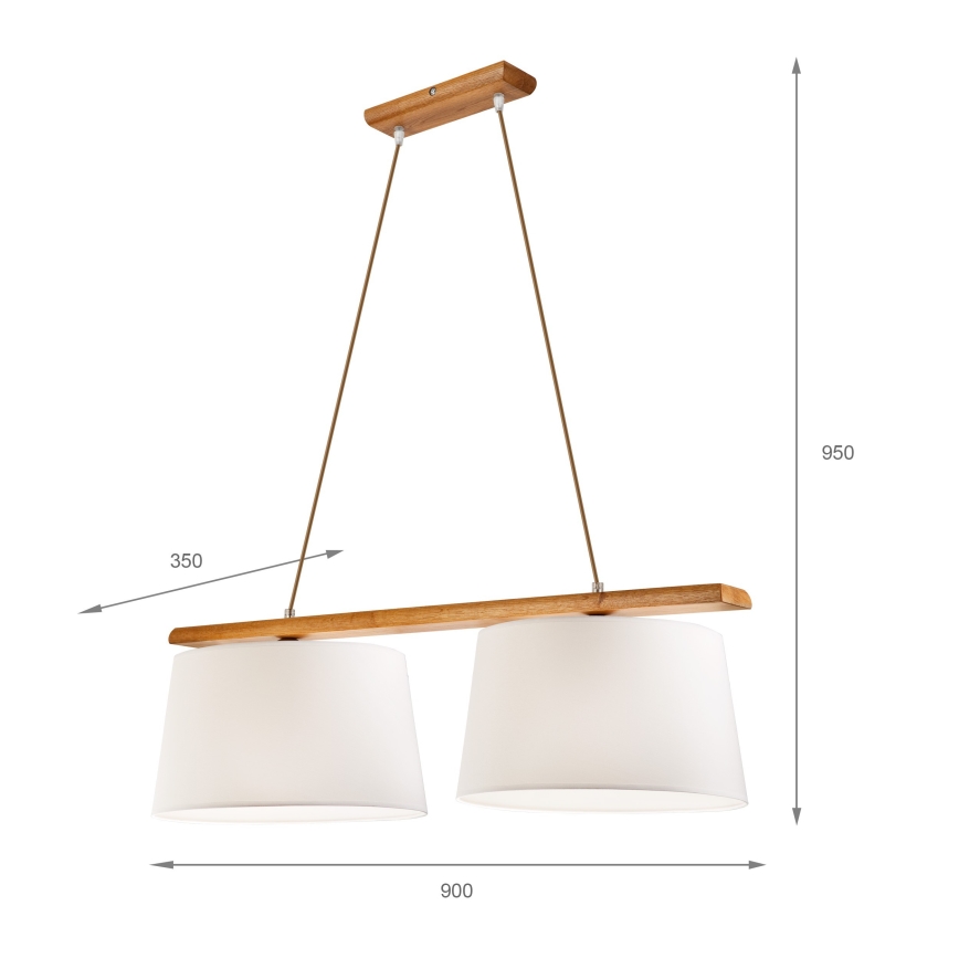 Pakabinamas šviestuvas su laidu AIDA, 2x E27, 60 W, 230 V, skersmuo 35 cm, ąžuolas