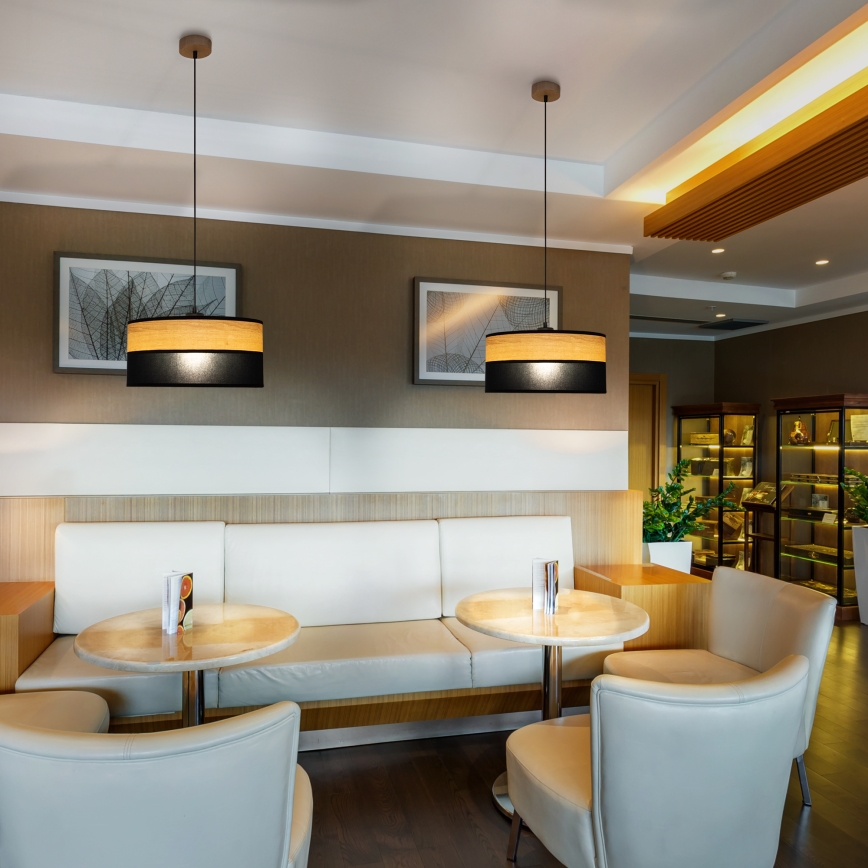 Pakabinamas šviestuvas su laidu ALBA 1xE27/15W/230V, skersmuo 40 cm, juoda/ruda