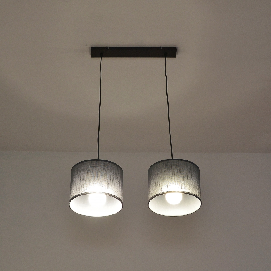 Pakabinamas šviestuvas su laidu ALBA 2xE27/15W/230V pilkas
