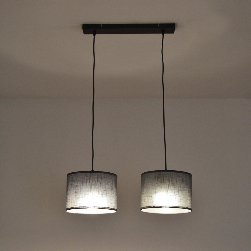 Pakabinamas šviestuvas su laidu ALBA 2xE27/15W/230V pilkas