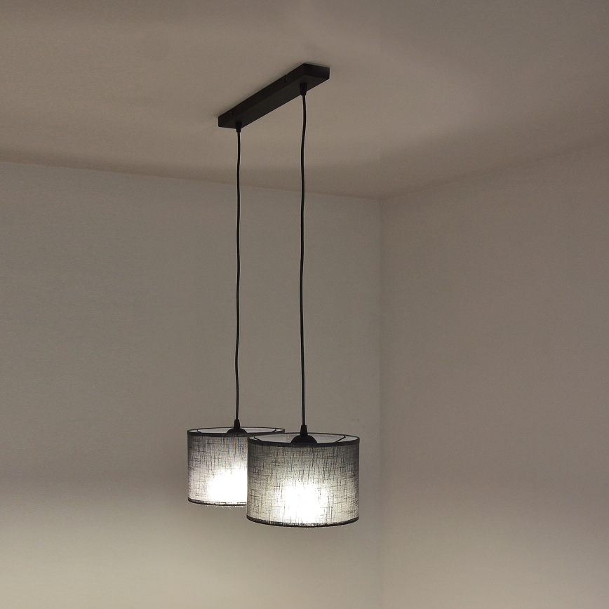 Pakabinamas šviestuvas su laidu ALBA 2xE27/15W/230V pilkas