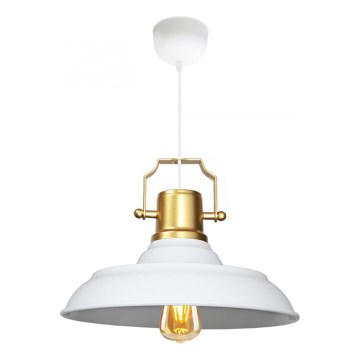 Pakabinamas šviestuvas su laidu AYD 1xE27/40W/230V balta/auksinė