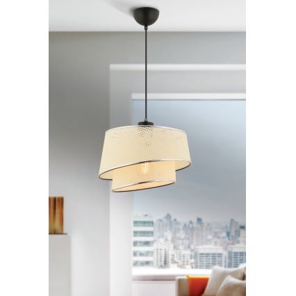 Pakabinamas šviestuvas su laidu BARETTE 1xE27/60W/230V kreminis/blizgus chromas