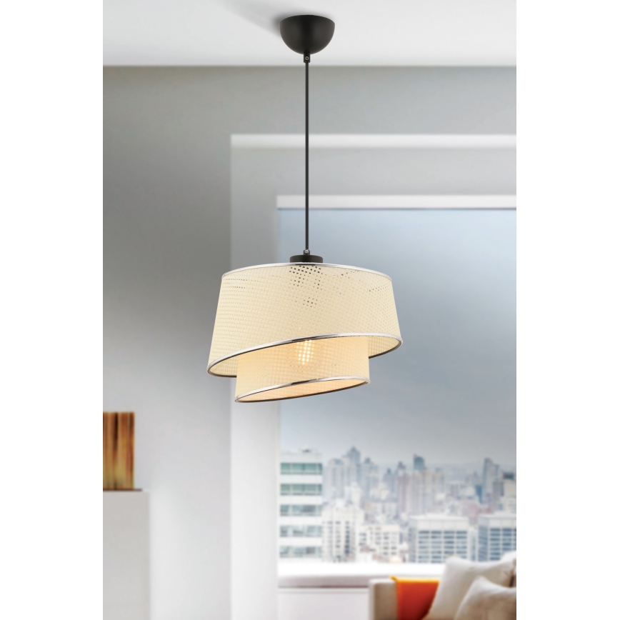 Pakabinamas šviestuvas su laidu BARETTE 1xE27/60W/230V kreminis/blizgus chromas