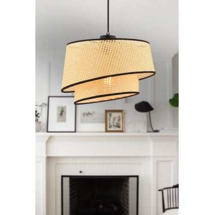 Pakabinamas šviestuvas su laidu BARETTE 1xE27/60W/230V smėlio/juoda