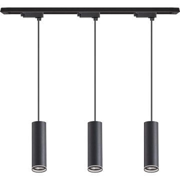 Pakabinamas šviestuvas su laidu bėginėje sistemoje PIPE 3xGU10/10W/230V juodas