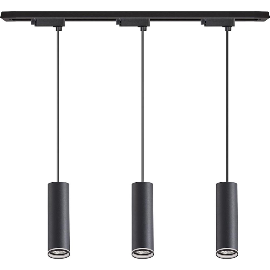 Pakabinamas šviestuvas su laidu bėginėje sistemoje PIPE 3xGU10/10W/230V juodas