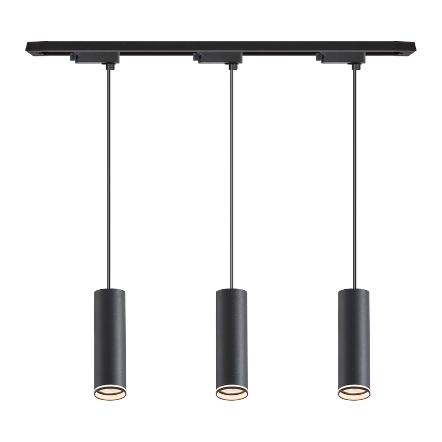 Pakabinamas šviestuvas su laidu bėginėje sistemoje PIPE 3xGU10/10W/230V juodas