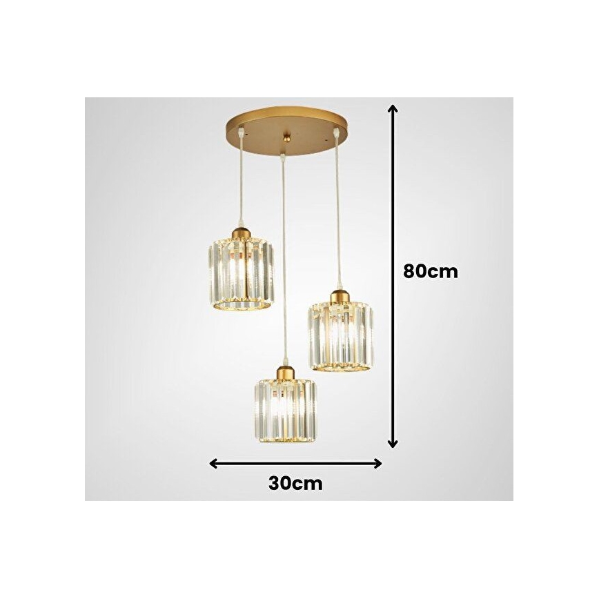 Pakabinamas šviestuvas su laidu BELLA 3xE27/40W/230V auksinis