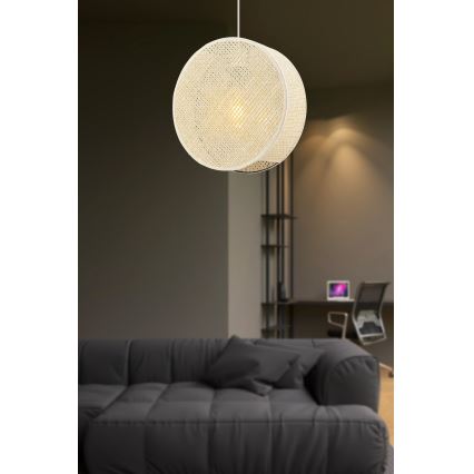 Pakabinamas šviestuvas su laidu BIG DRUM 1xE27/60W/230V, kreminis