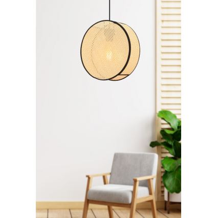 Pakabinamas šviestuvas su laidu BIG DRUM 1xE27/60W/230V smėlinė/juoda