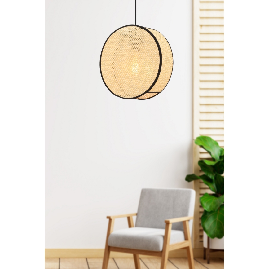 Pakabinamas šviestuvas su laidu BIG DRUM 1xE27/60W/230V smėlinė/juoda
