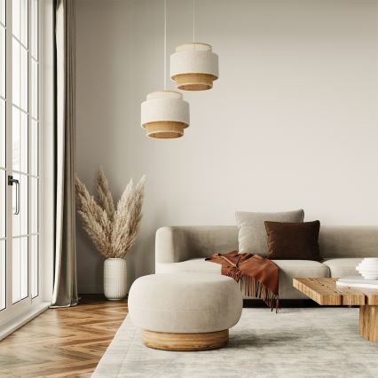 Pakabinamas šviestuvas su laidu BOHO 2xE27/60W/230V baltas/džiutas