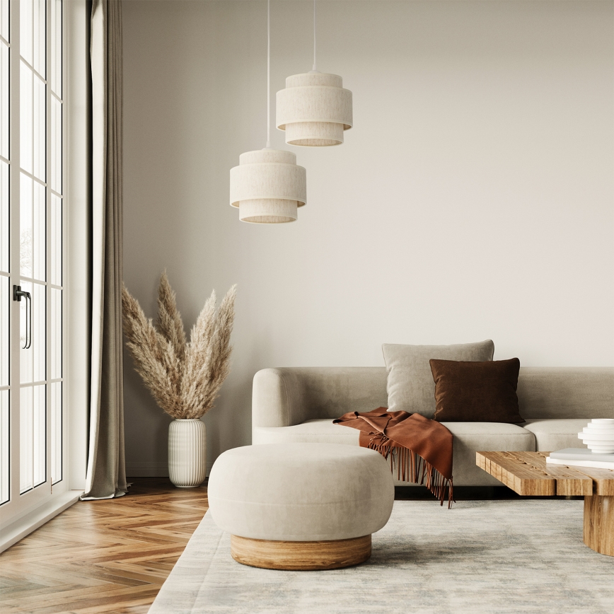 Pakabinamas šviestuvas su laidu BOHO 2xE27/60W/230V, baltas