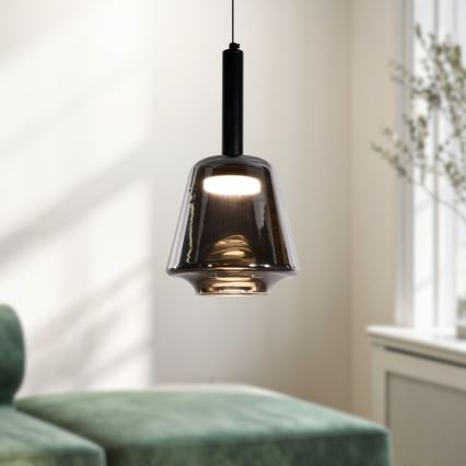 Pakabinamas šviestuvas su laidu BUENO 1xGX53/9W/230V Ø 18 cm dūminė juoda