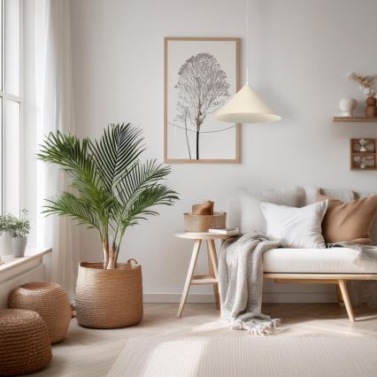 Pakabinamas šviestuvas su laidu CAPITAL 1xGX53/15W/230V, skersmuo 46 cm, kreminės spalvos