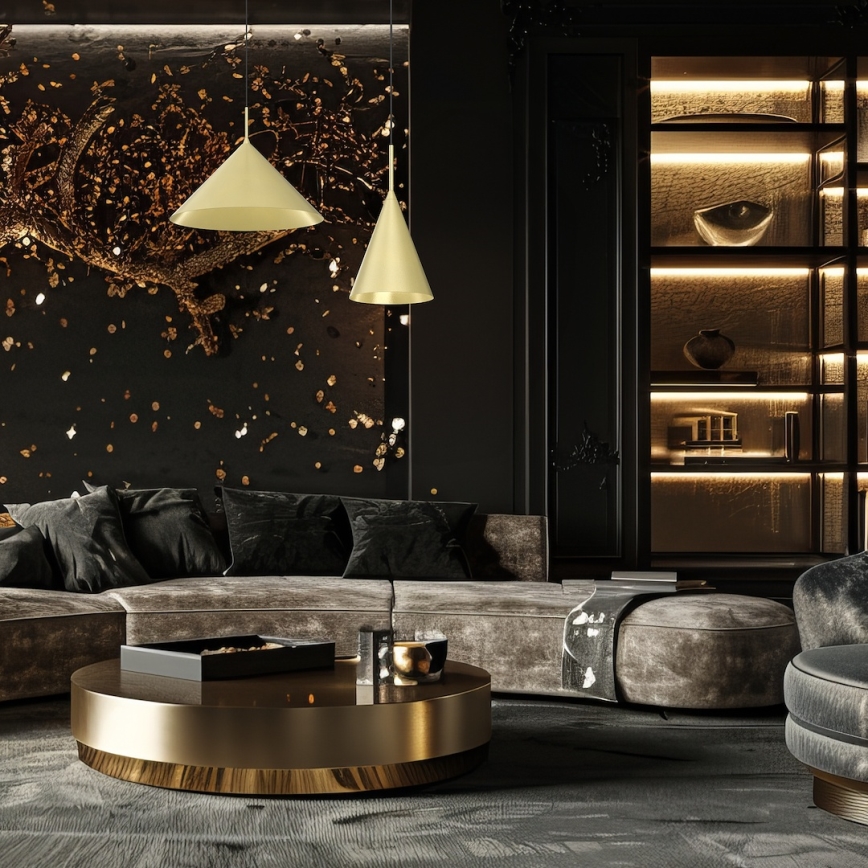 Pakabinamas šviestuvas su laidu CAPITAL 1xGX53/15W/230V, Ø 17 cm, auksinis