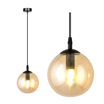 Pakabinamas šviestuvas su laidu COSMO 1xE14/10W/230V skersmuo 14 cm juodas/dūminė smėlinė
