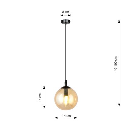 Pakabinamas šviestuvas su laidu COSMO 1xE14/10W/230V skersmuo 14 cm juodas/dūminė smėlinė