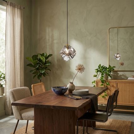 Pakabinamas šviestuvas su laidu CRISTAL 1xE14/15W/230V žalvaris/dūminė juoda