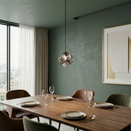 Pakabinamas šviestuvas su laidu CRISTAL 1xE14/15W/230V žalvaris/dūminė juoda