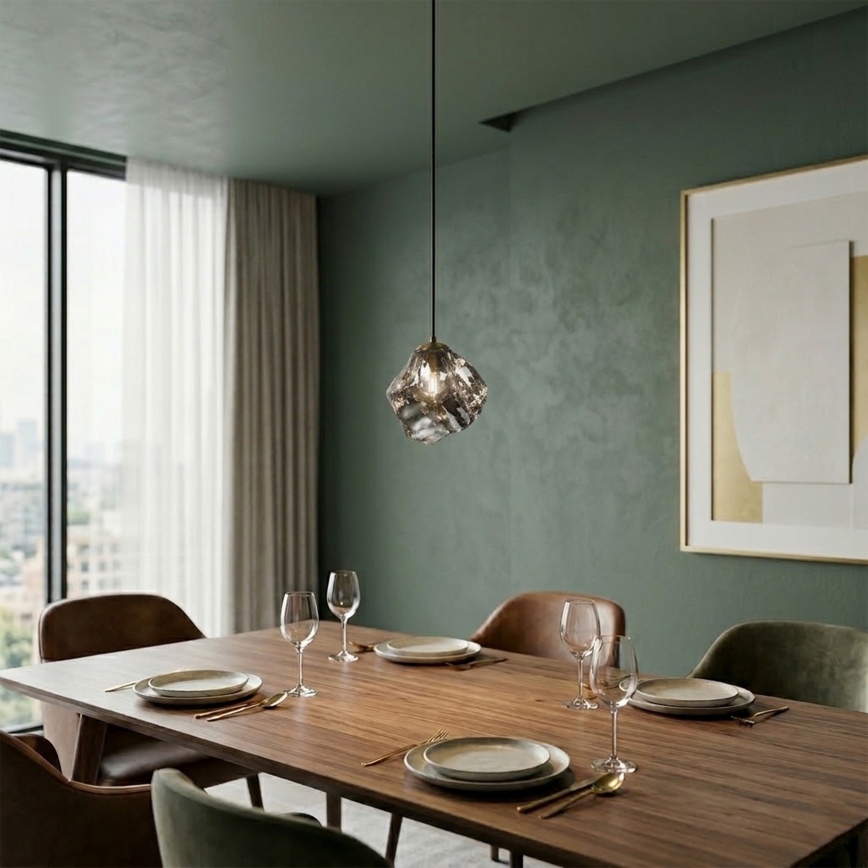 Pakabinamas šviestuvas su laidu CRISTAL 1xE14/15W/230V žalvaris/dūminė juoda