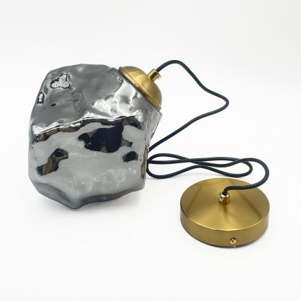 Pakabinamas šviestuvas su laidu CRISTAL 1xE14/15W/230V žalvaris/dūminė juoda