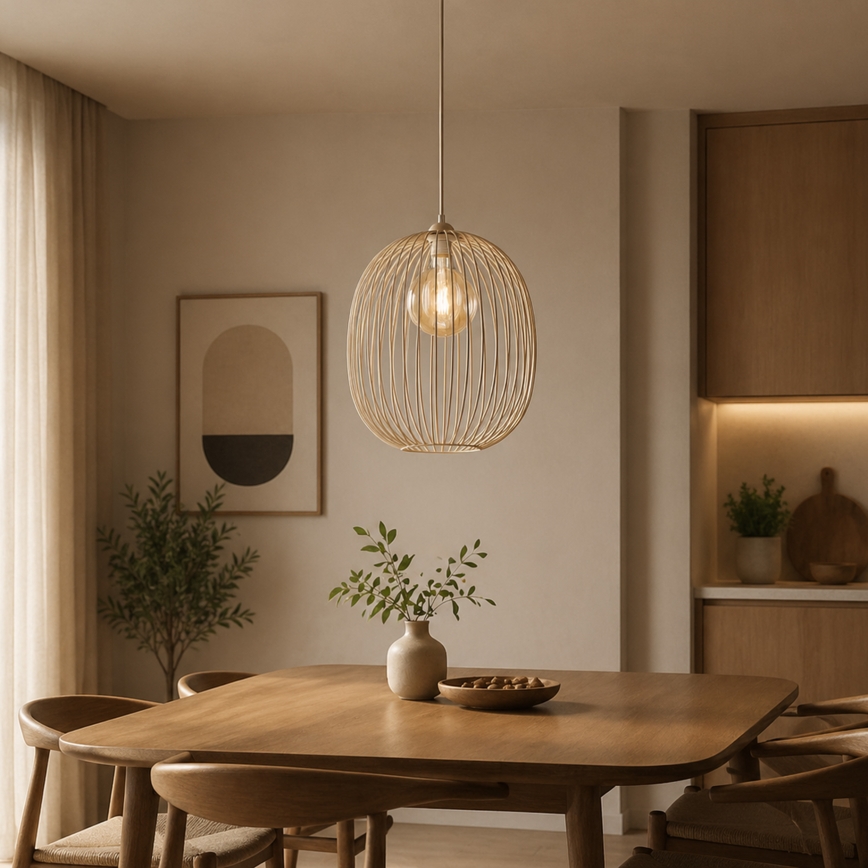 Pakabinamas šviestuvas su laidu DESTELLO 1xE27/15W/230V, skersmuo 33 cm, smėlinis