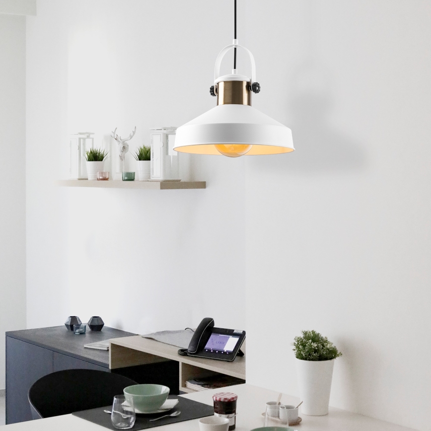 Pakabinamas šviestuvas su laidu DODO 1xE27/40W/230V baltas/bronzinis