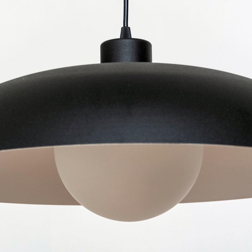 Pakabinamas šviestuvas su laidu ECLIPSE 1xE27/15W/230V juoda/balta