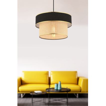Pakabinamas šviestuvas su laidu ERO 1xE27/60W/230V juodas/smėlio spalvos