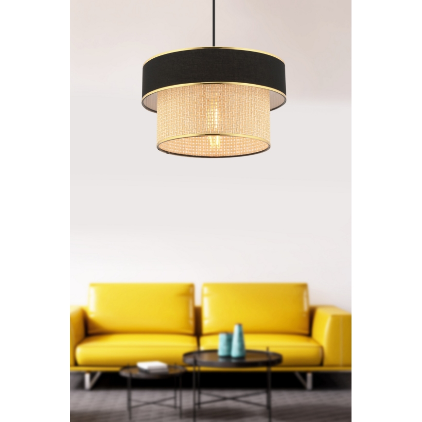 Pakabinamas šviestuvas su laidu ERO 1xE27/60W/230V juodas/smėlio spalvos