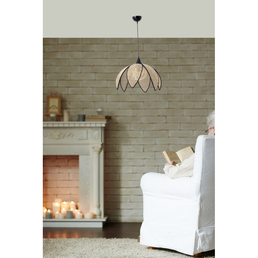 Pakabinamas šviestuvas su laidu FUME 1xE27/40W/230V Ø 40 cm juoda/kreminė