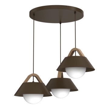 Pakabinamas šviestuvas su laidu FUNDA 3xE27/15W/230V rudas