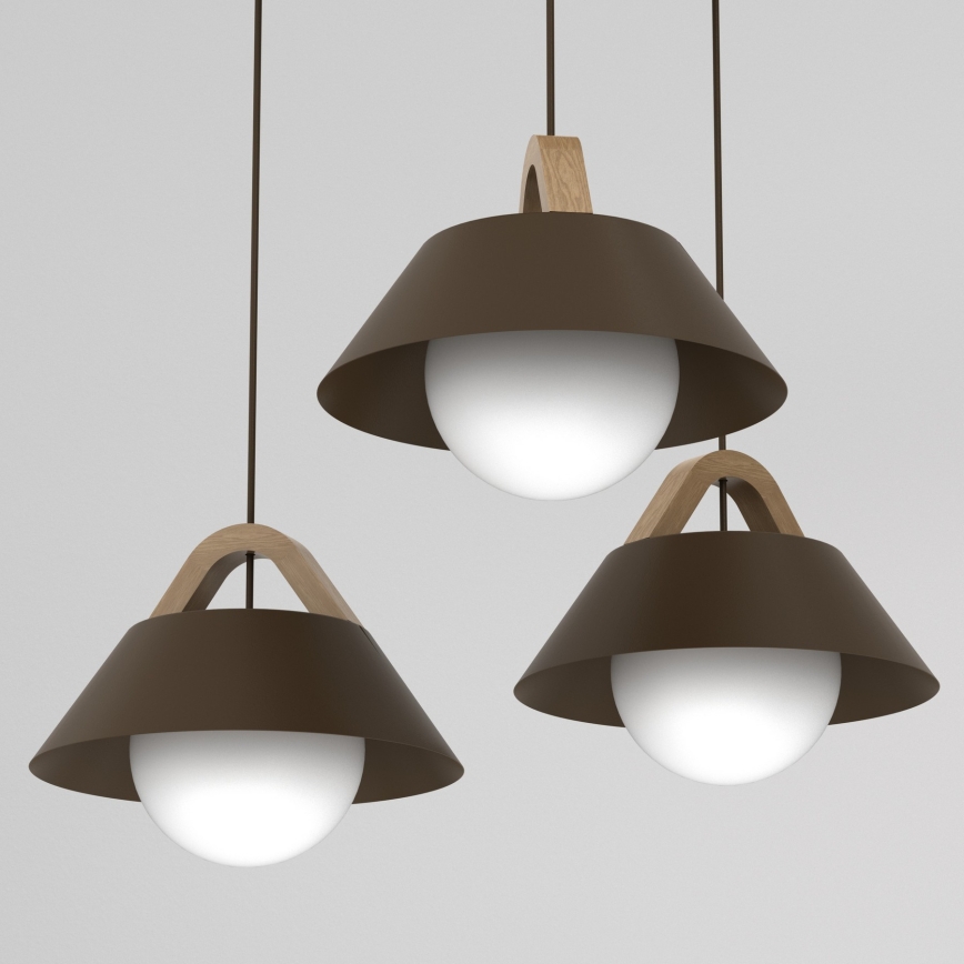 Pakabinamas šviestuvas su laidu FUNDA 3xE27/15W/230V rudas